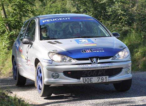 Henrik Jensen og Leif Heick i skoven på Fyn. De vandt klassen og blev 5. generelt. (Foto: Henrik Jensen Rally)